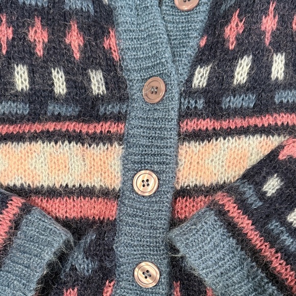 Paris Sport Club Colorful Patterned Cardigan Sweater with Mohair sz m - Picture 3 of 4